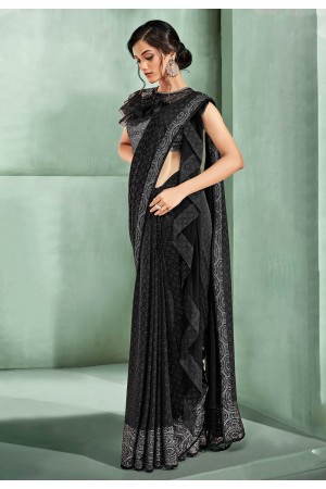 Black lycra party wear saree  5316